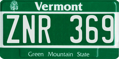 VT license plate ZNR369