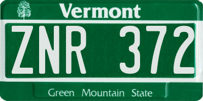 VT license plate ZNR372
