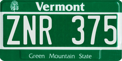 VT license plate ZNR375