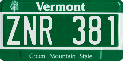 VT license plate ZNR381