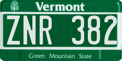 VT license plate ZNR382
