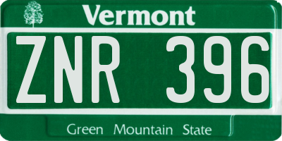 VT license plate ZNR396