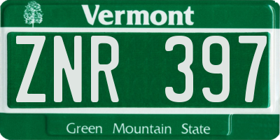 VT license plate ZNR397