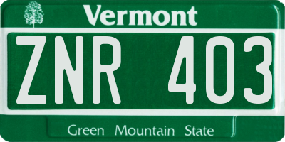 VT license plate ZNR403