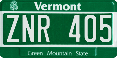 VT license plate ZNR405
