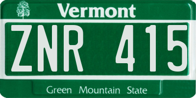 VT license plate ZNR415