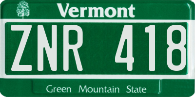 VT license plate ZNR418