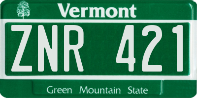 VT license plate ZNR421