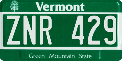 VT license plate ZNR429