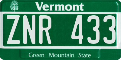 VT license plate ZNR433