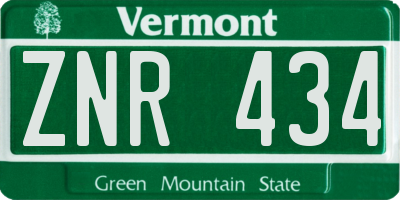 VT license plate ZNR434
