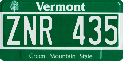 VT license plate ZNR435