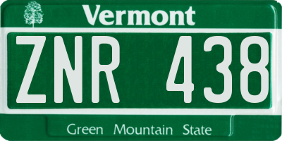 VT license plate ZNR438