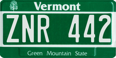 VT license plate ZNR442