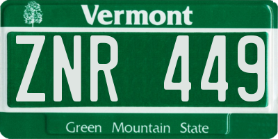 VT license plate ZNR449