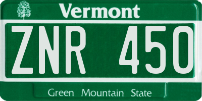 VT license plate ZNR450