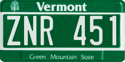 VT license plate ZNR451