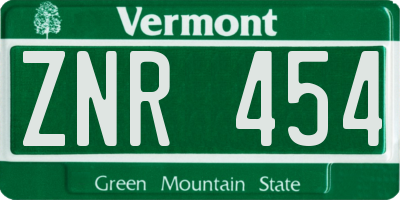 VT license plate ZNR454