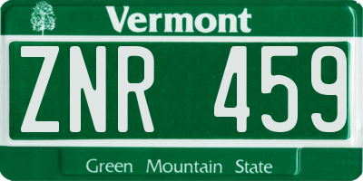 VT license plate ZNR459
