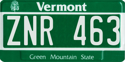 VT license plate ZNR463