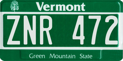 VT license plate ZNR472
