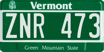 VT license plate ZNR473