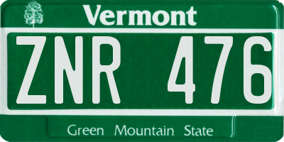 VT license plate ZNR476