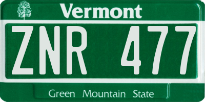 VT license plate ZNR477