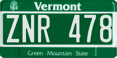 VT license plate ZNR478