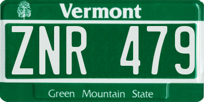 VT license plate ZNR479