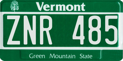 VT license plate ZNR485