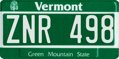 VT license plate ZNR498