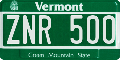 VT license plate ZNR500