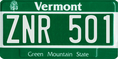 VT license plate ZNR501