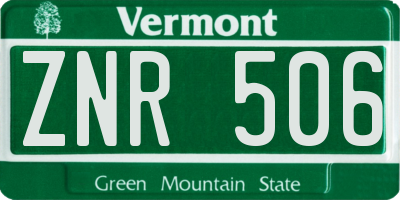 VT license plate ZNR506