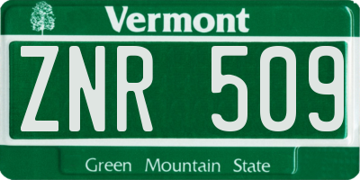 VT license plate ZNR509