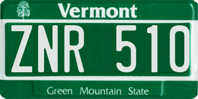 VT license plate ZNR510