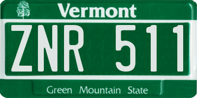 VT license plate ZNR511