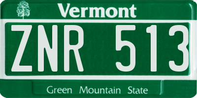 VT license plate ZNR513