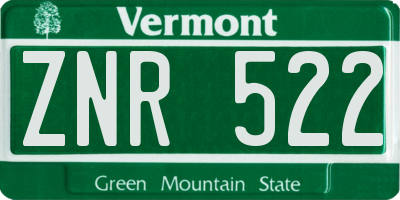 VT license plate ZNR522