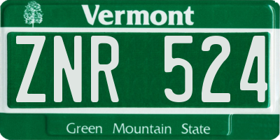 VT license plate ZNR524