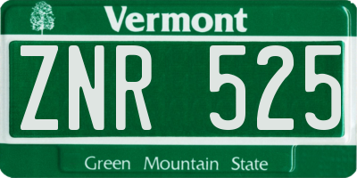 VT license plate ZNR525