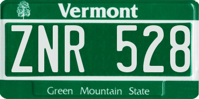 VT license plate ZNR528