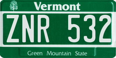 VT license plate ZNR532