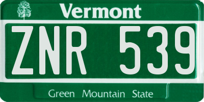 VT license plate ZNR539