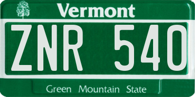 VT license plate ZNR540
