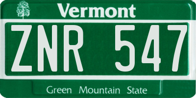 VT license plate ZNR547