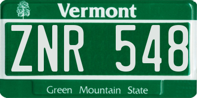 VT license plate ZNR548