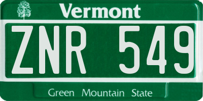 VT license plate ZNR549