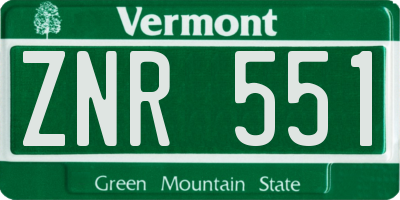 VT license plate ZNR551